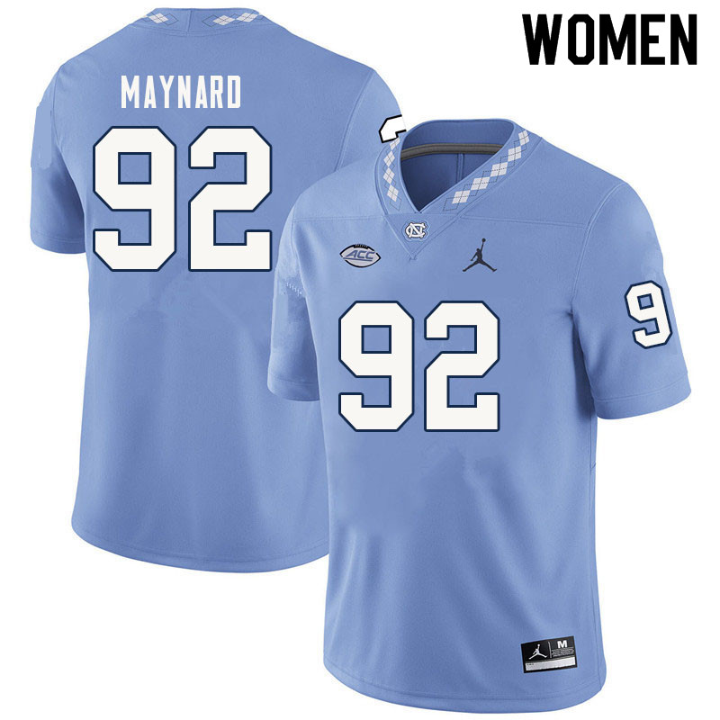Women #92 Cole Maynard North Carolina Tar Heels College Football Jerseys Sale-Carolina Blue